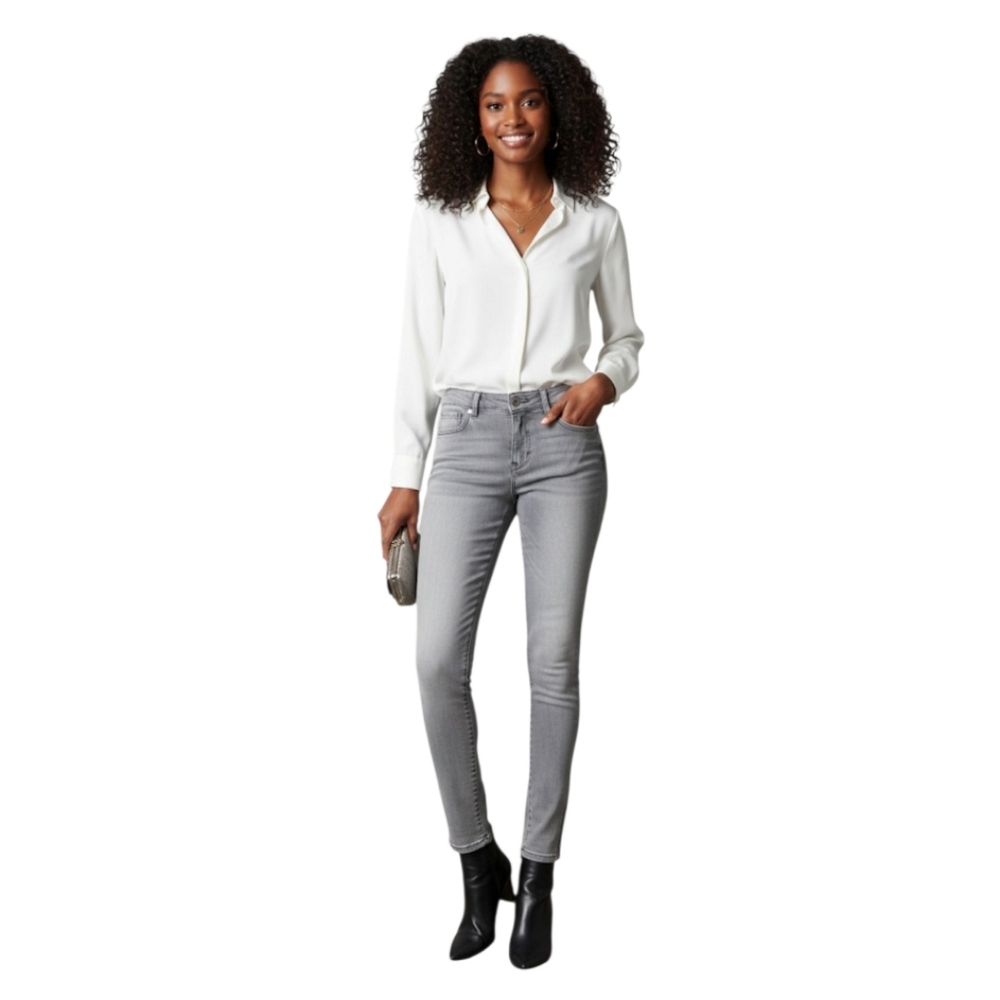 White‎ House Black Market Gray Skinny Ankle Jeans Size 0
